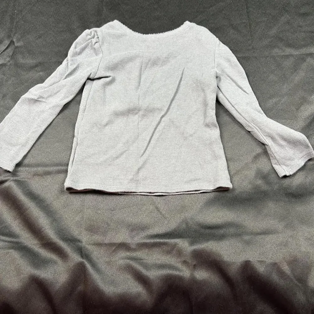 Old Navy Girls Shirt 4T Grey Long‎ Sleeve Shoulder Button EUC